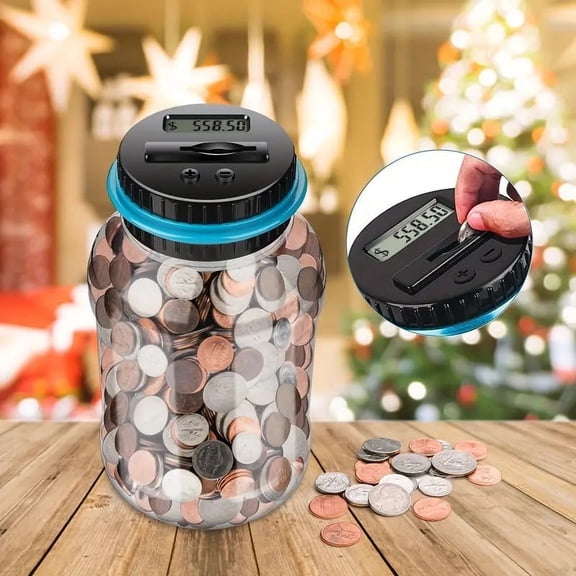 Dollar Counting Piggy Bank, 1.8L Large Capacity Coin Jar With Digital Display, For Kids S Saving Money Home Office Desk Decor