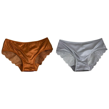 2-Pack Women s Hollow Thin Strap Panties Comfortable Breathable Lace Satin Stitching Briefs Latex Panties Vintage Thong Panties Boy Shorts Underwear for Women plus Size 4x Womens Bikini Underwear