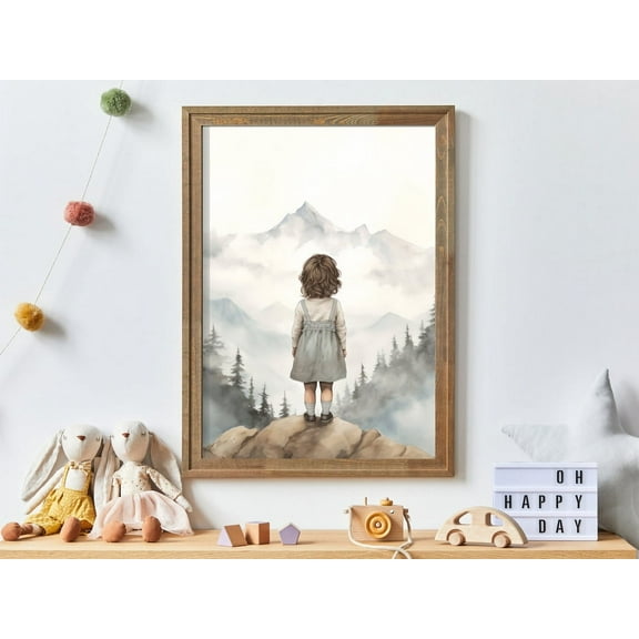 Nursery Adventure Decor, Girl Adventure Print, Art For Little Girl, Mountain Nursery Decor, Toddler Room Decor Girl, Girl Wall Art Wall Art, Modern Wall Decor, 8x12 UNFRAMED