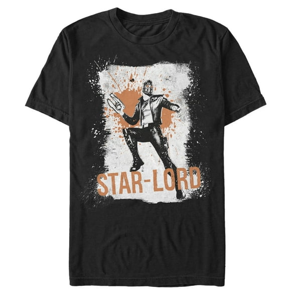 Men's Marvel Guardians of the Galaxy Star-Lord Splatter  Graphic Tee Black 2X Large