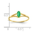 thumbnail image 3 of Solid 14k Yellow Gold Emerald Green May Gemstone Birthstone Marquise Engagement Ring Size 6, 3 of 6