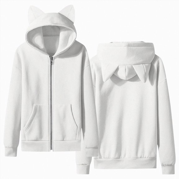 Nwiuh Girls and Toddler Long Sleeve Zip Up Hoodie Sweatshirt (White, 9-10 Years)