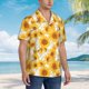 thumbnail image 3 of Balery White Marble Pattern Sunflower Camisas hawaianas de manga corta para hombre, camisas playeras de corte holgado, camisas de vacaciones con botones,Large, 3 of 7