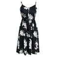 thumbnail image 4 of Summer Dress for Women Sexy V Neck Spaghetti Strap Buttons Sundress Sleeveless Casual A Line Flowy Swing Midi Dress, 4 of 4