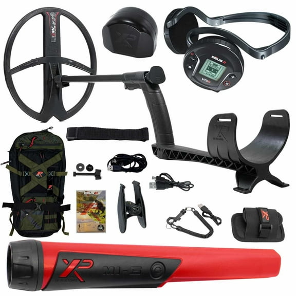 XP DEUS II WS6 Master Fast Multi Frequency Metal Detector with 13 x 11″ FMF Search Coil with MI-6 Pinpointer and XP BACKPACK