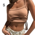 thumbnail image 3 of Jumpingount Mujeres Sexy Crop Tops Party Travel Jogging Poliéster Sin mangas Vendaje Ropa Color sólido Estilo casual Ropa deportiva Prendas para la parte del cuerpo Caqui S Jumpingount AP011581-11, 3 of 6