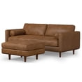 thumbnail image 6 of Simpli Home Morrison Mid-Century Modern 89 inch Wide Sofa with Ottoman Set in Caramel Brown Genuine Leather, 6 of 21