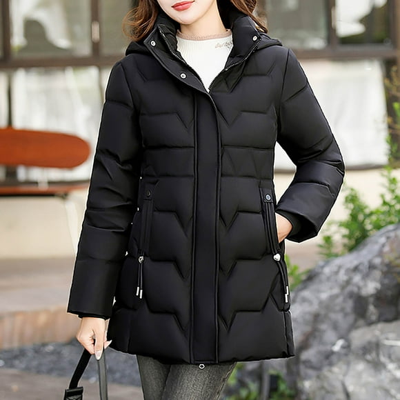 UPPADA Puffer Fall Jacket Womens Oversized Cropped Puffy Quilted Winter Cropped Puffer Coats with Pockets Cute Jackets Black,M