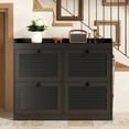 thumbnail image 4 of Large Shoe Cabinet with 4 Flip Drawers, Wooden Shoe Cabinet Storage with Adjustable Shelf for Entryway, Freestanding Hidden Shoe Organizer for Hallway, Bedroom, Living Room, Black, 4 of 8