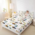 thumbnail image 4 of Homewish Construction Vehicle Excavator Twin Sheet Sets,Crane Bulldozer Truck Twin Fitted Sheet,White Blue Yellow Flat Sheet For Teens Kid,Luxury Bedroom Decor,3pcs, 4 of 7