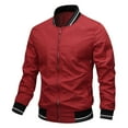 thumbnail image 2 of Tawop Men's Jacket Long Sleeve Zip Hoodless Casual Outdoor Windproof Waterproof Solid Mens Clothing,Red,L, 2 of 7