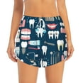 thumbnail image 2 of KLL Dental Pattern Shorts Women,Athletic Shorts High Waisted Running Shorts Pocket Sporty Short Gym Elastic Workout Shorts-Large, 2 of 7