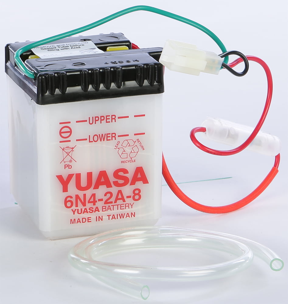 SOLD DRY - WITHOUT ACID YUASA CONVENTIONAL MOTORCYCLE BATTERY 6N4-2A-7 6V 4AH 