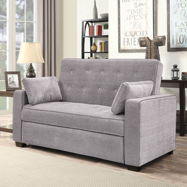 Serta Monroe Modern Sofa with Sleeper, Light Gray Fabric