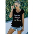 thumbnail image 4 of ABPHQTO Camiseta sin mangas con gráfico rasgado y estampado de letras brillantes degradadas negras para mujer, 4 of 5