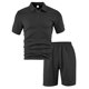 thumbnail image 3 of Pantalones de Carga con Cordón para Hombres, Verano Casual Color Sólido, Conjunto de Botones de Solapa de Manga Corta, 3 of 6