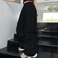 thumbnail image 2 of Rvasteizo Fall Winter Girls Cargo Pants Solid Elastic Waist Loose Cut Casual Kids Trousers 5 Years, 2 of 5