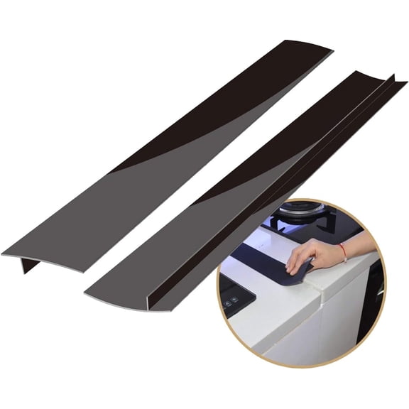 Silicone Kitchen Stove Counter Gap Covers, Anti-Slip Non-Tacky Filler Seals Spills Between Counter, Stovetop, Oven, Washer, Set of 2 (21 Inches, Black) by Siloon