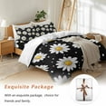 thumbnail image 7 of White Daisy Bedding Duvet Cover Set Queen Size 4 Pieces Flowers Black Background Modern Art Bedding Set with Zipper Closure, 1 Comforter Cover 90x92 Inches 1 Flat Sheet & 2 Pillow Cases, 7 of 7
