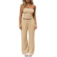 thumbnail image 2 of Ynynloco Womens Striped Two Piece Sets Summer Lounge Outfits Sailor Tube Top and Wide Leg Pants Matching Set Beach Vacation Travel Y2k, 2 of 6
