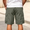 thumbnail image 5 of TEAJOPSUU Men's Cargo Shorts Plus Size Casual Elastic Waist Drawstring Quick Dry Gym Beach Sports Shorts with Pockets B-Olive Green, 5 of 7
