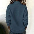 thumbnail image 7 of Hurxie Women's Solid Color Sports Casual Loose Button Lapel Hoodless Sweatshirt Top Navy,M, 7 of 7