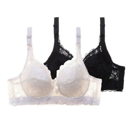 Chuancc Women s Bikini Push Up Bras Women s 2PC Bra Casual Fashion Large Size Bra Slim Spongeless Sponge Underwear Sexy Lace Bra No Wire Bras for Women White 105D Clearance