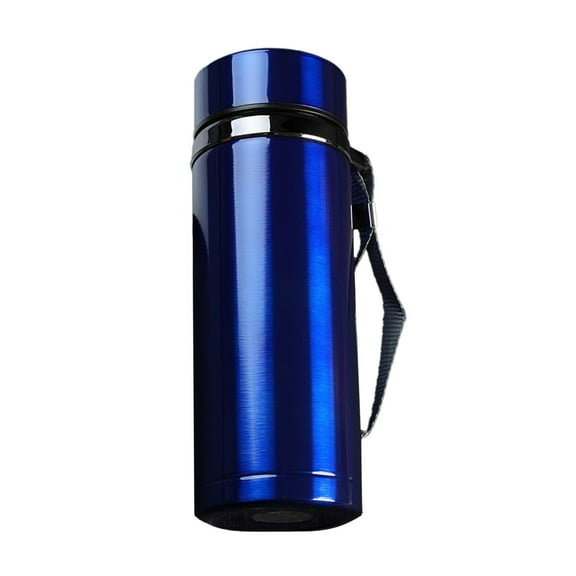 Oimcto Business Blue 500Ml Stainless Steel Thermos Cup,32Oz Insulated Water Bottle with Carry Rope,Leak-Proof Flask for Hot and Cold Drinks,Sport Outdoor Design