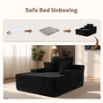 thumbnail image 3 of Ovios 67'' Oversized Chair Chaise Lounge with Cup Holders Indoor Cloud Floor Sofa Bed Comfy Upholstered Deep Seat Sleeper Reading Chair Couch for Living Room, No Assembly, Black(Plush Corduroy), 3 of 9