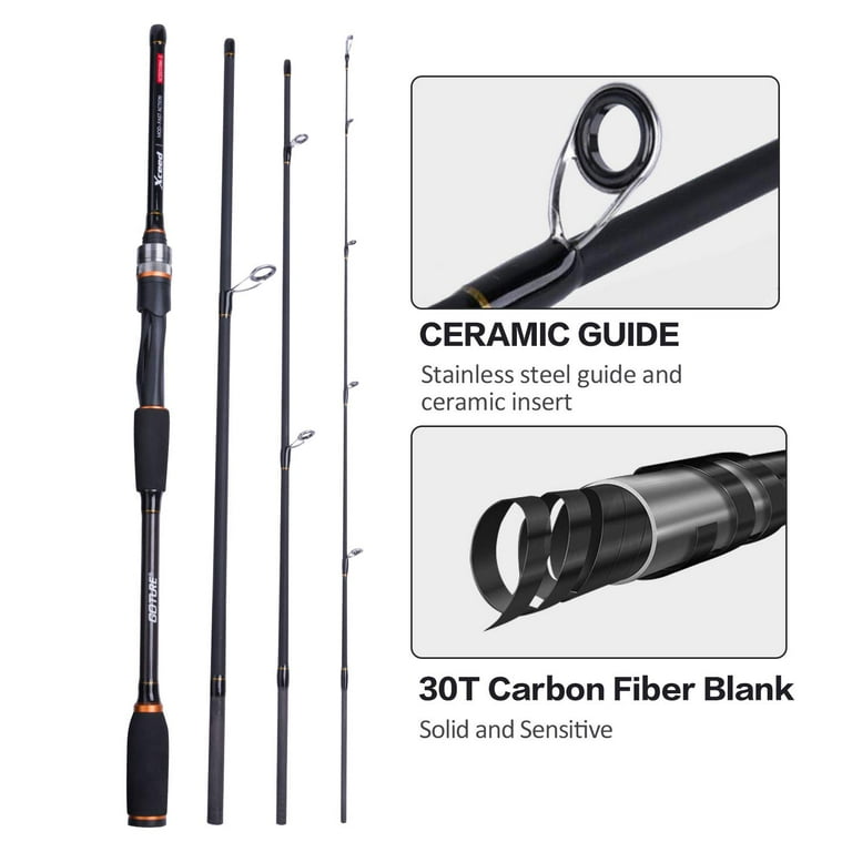 Goture Travel Fishing Rods 4Pcs,Casting/Spinning Rod with Case  6ft-10ft（Black, Blue, Orange, Green, Silver, Camouflage, Dark Green