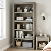 Aoile 5 Tier Farmhouse Bookshelf, 12.7" x 31.4" x 67.4" Heavy Duty Freestanding Bookcase, Bookshelves with Storage Open Display for Home Office, Living Room, Bed Room, Bathroom, Gray