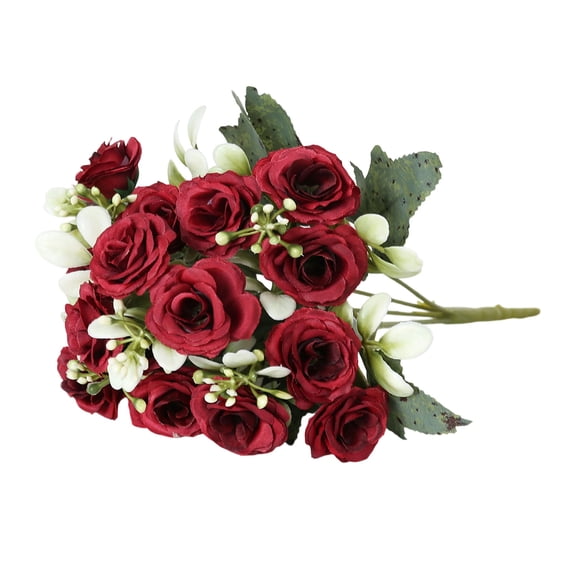 Byujiro Artificial Silk Rose Bouquet Lifelike Fake Floral Arrangements for Wedding Arch Decor, Home Table Centerpieces & Living Room Decor