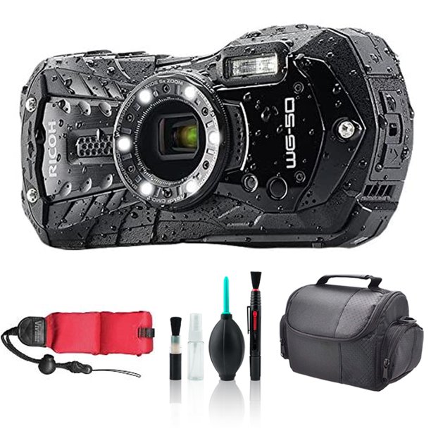 Ricoh WG-50 Waterproof Digital Camera (Black) - with Carrying Case