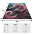 thumbnail image 3 of Honeii Ocean Seahorse Print Fleece Blanket - Throw Blanket for Bed, Sofa, Couch, Camping, and Travel , Microplush Ultra Soft Warm Blanket-50"x40", 3 of 7