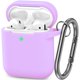 thumbnail image 1 of ATUAT Compatible con AirPods Funda Protectora Completa Piel de Silicona a Prueba de Polvo Diseñado para Apple AirPods 1.a 2.a generación con Llavero Frontal LED Luz Visible Púrpura, 1 of 1