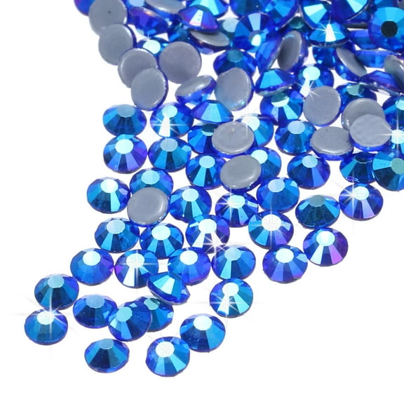 Uxcell 288 Pcs Hotfix Rhinestones Flatback Crystal Glass Gems (SS30 6.6mm,Dark Blue )