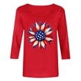 thumbnail image 3 of Womens Floral Graphic Tees 3/4 Sleeve Trendy Holiday Patriotic Tshirts Tops Independence Day Vacation Pullover Red, 4XL, 3 of 5