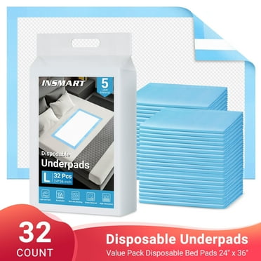 INSMART Bed Pads for Incontinence Disposable 24'' X 36'' , 32 Count Disposable Incontinence Bed Pads,Waterproof Bed Pads-Super Absorbent Protection(Upgrade Tape)