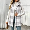 thumbnail image 5 of purcolt Women's Plush Fleece Vest Button Down Sleeveless Plaid Hooded Vest Casual Warm Winter Thick Jackets with Pockets, 5 of 9