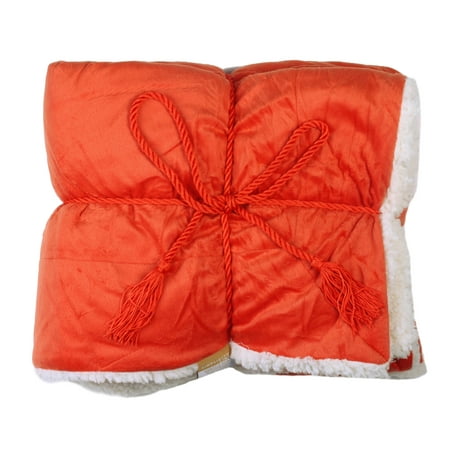 - Faux Fur Throw Blanket Lambswool Blanket Throw - Orange