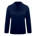 thumbnail image 4 of Sweaters For Women Elegant Casual Cowl Collar Pullover Sweater Soft Knitted Relaxed Fit Ribbed Edges Daily Semi Formal Tops M Womens Sweaters, 4 of 5