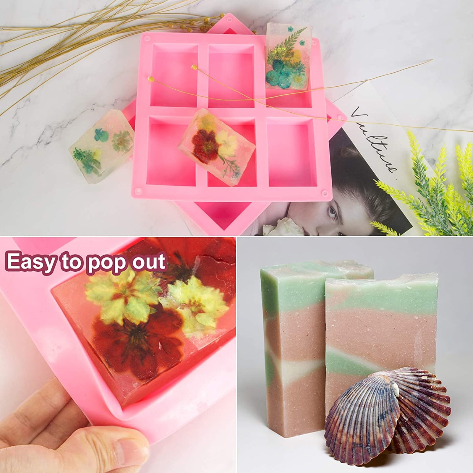 Wozhidaoke tools silicone molds Silicone Homemade Making Rec Mould Soap DIY  Cake Craft 6-Cavity Cake Mould soap molds