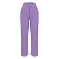 thumbnail image 6 of Sewkxo Pants for Womens Fashion 2026 Linen Drawstring Elastic Waist Trouser Spring Summer Casual Baggy Casual Pant with Pockets,Purple M, 6 of 6