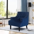 thumbnail image 3 of Homebeez Modern Velvet Single Sofa Chair with Arms for Living Room Bedroom, Blue, 3 of 6