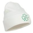 thumbnail image 4 of Four Leaf Irish Clover Embroidered Long Beanie - White OSFM, 4 of 5