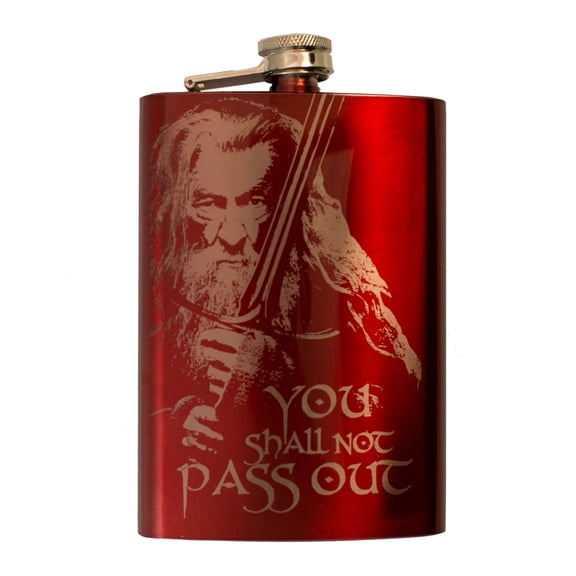 8oz RED You Shall Not Pass Out Flask L1