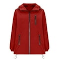 thumbnail image 6 of HAPIMO Women's Waterproof Rain Jacket Loose Long Sleeve Zip Up Jacket Casual Solid Zip Pocket Outdoor Workout Jacket Coat Fall Winter Clothes with Storage Bag Red L, 6 of 8