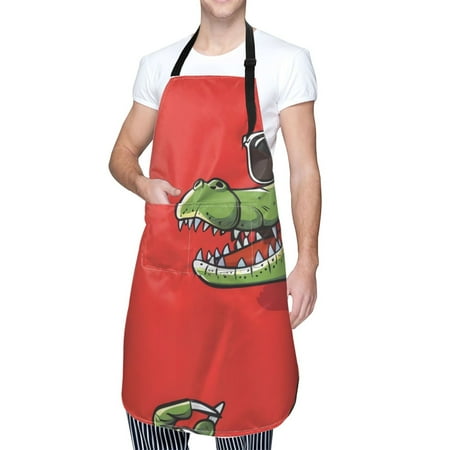 

Cauagu Cool Crocodile With Sunglasses Aprons with Pockets Waterproof Apron for Women Kitchen Cooking Apron Adjustable Bib Aprons Chef Apron for Cooking Drawing Crafting