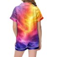 thumbnail image 4 of Girls Space Galaxy Printed Pajama Sets 3D Graphic Tees Tops Short Sleeve Shirts and Shorts 2 PC Outfit Set Sleepwear Pjs Kids Clothing Yellow 10-11 Years, 4 of 5