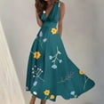 thumbnail image 1 of Fankiway Robe Longue Sans Manches à Col en V Imprimée Mode Printemps/été pour Femmes Robes de Plage Grande Taille pour Femmes, 1 of 5